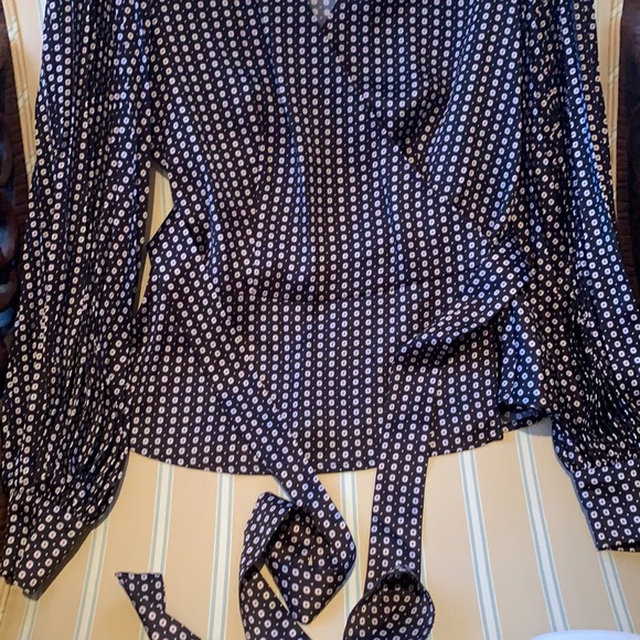 INTERMIX JENNA WRAP DUCHESS SATIN TOP IN MULTI - Picture 13 of 16